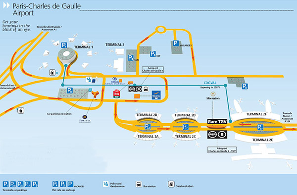 Image of map of CDG airport in France